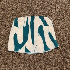 Teal and White Abstract Skirt